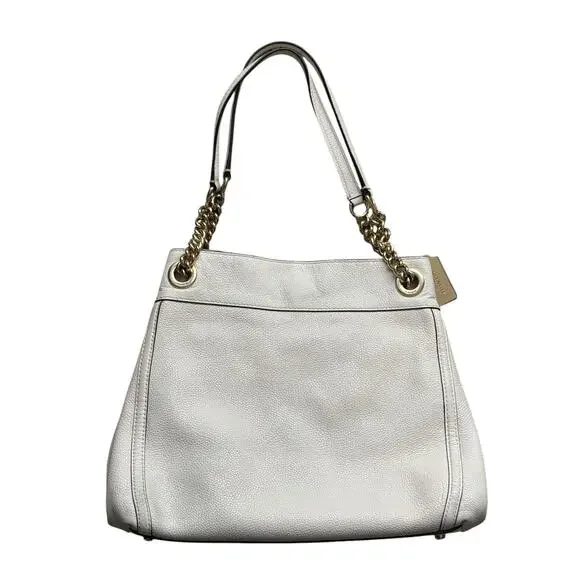 Coach Cream Turlock Edie Pebbled Leather Shoulder Bag - Picture 2 of 13